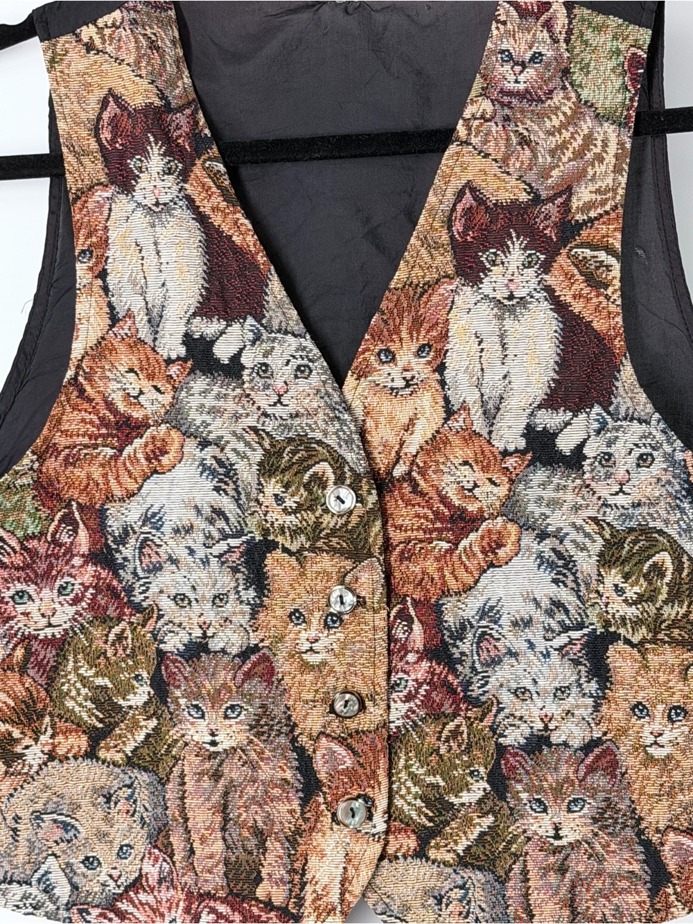 Vintage Cat Tapestry Button-Up Vest - Picture 2 of 6